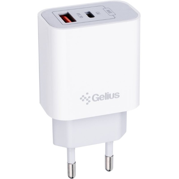 Фото - Сетевое зарядное устройство Gelius Merge GP-HC060 GAN USB+Type-C 35W (QC/PD/PPS) + кабель One GP-UCN013 Type-C to Lightning 1m (102933)